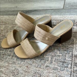Anne Klein Tan Sandals with Woven Straps